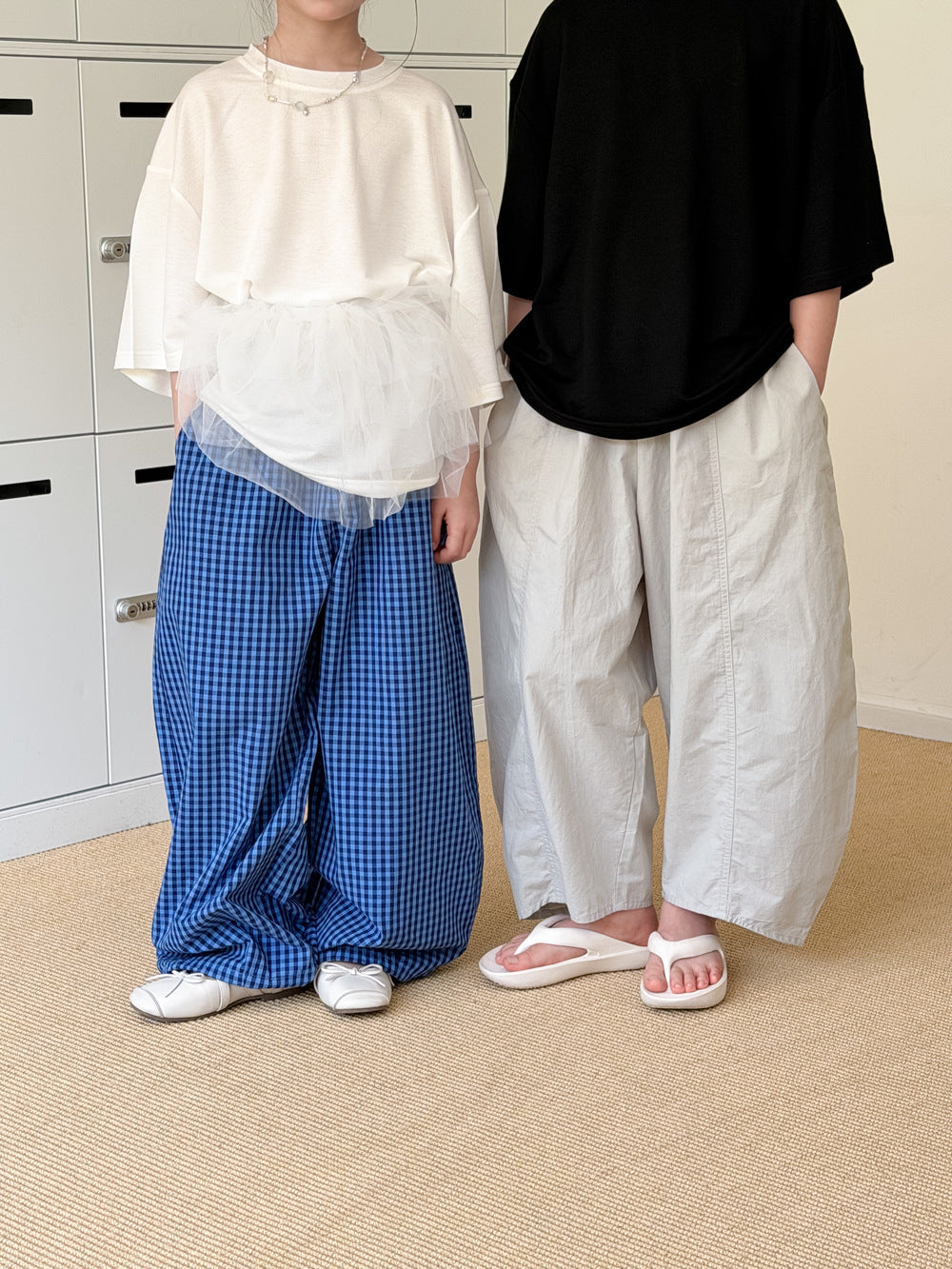 Gingham Plaid Loose Wide Long Pants チェック ロングパンツ【mh0013540】