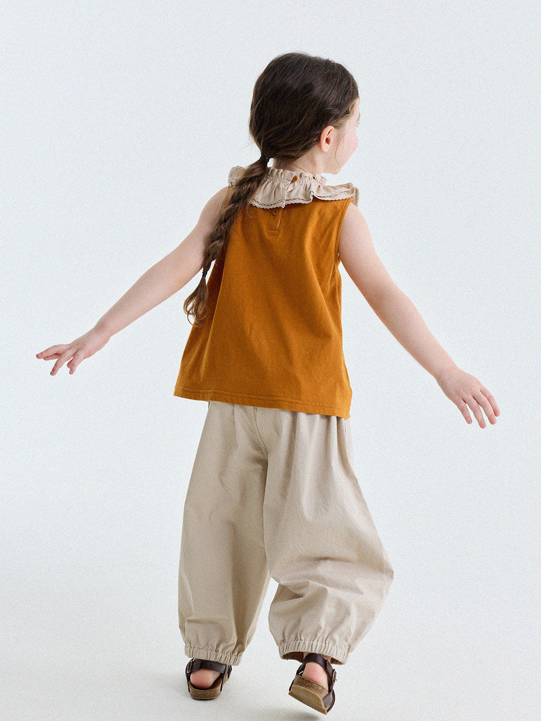 Ruffle Collar Cotton Vest フリルカラー ノースリーブブラウス【mh0013202】