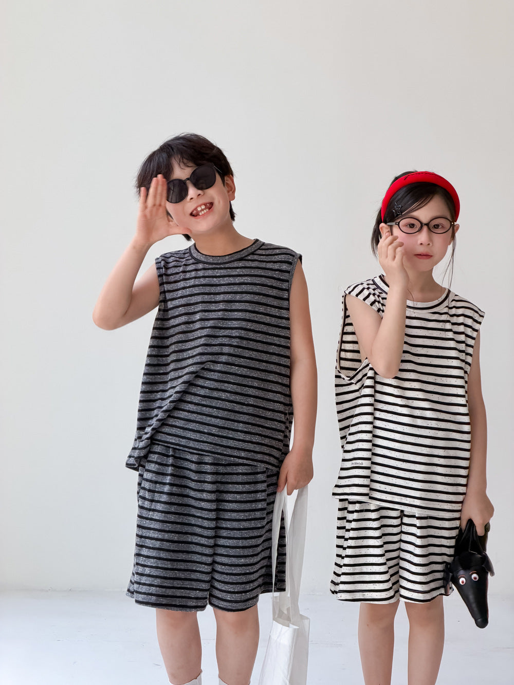 Sleeveless Sporty Stripe Set ボーダー タンクトップ ハーフパンツ セット【mh0013534】