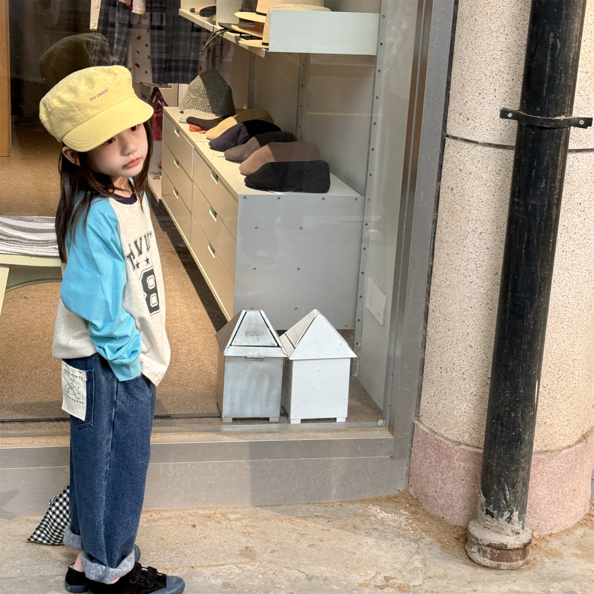 -キャラクタープリントポケットデニムパンツ ワイドパンツ【mh0010808】 - mamahalo shop - デニムパンツ -  べビー服 - 子供服 - 男の子 - 女の子