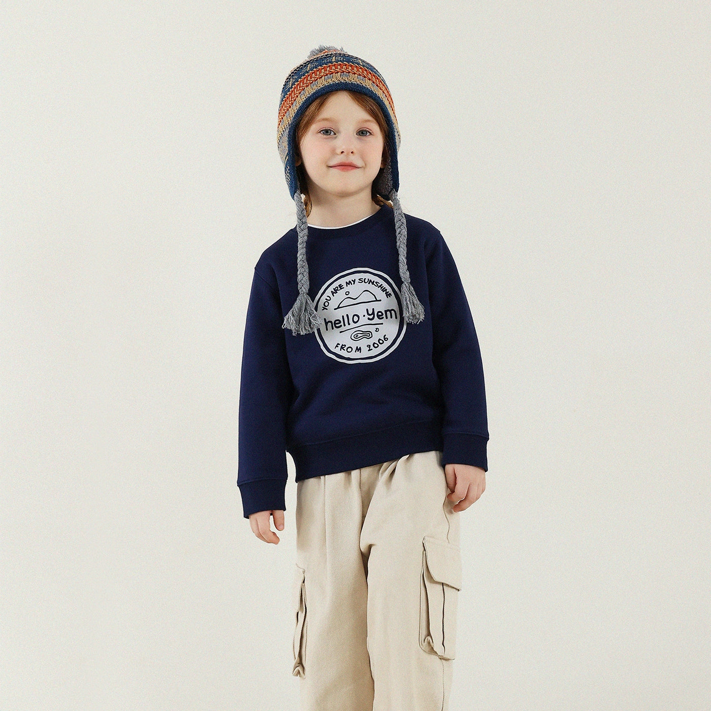 -長袖スウェットシャツ 裏起毛 プリント クルーネック 暖か【mh0011342】 - mamahalo shop - 長袖Tシャツ -  べビー服 - 子供服 - 男の子 - 女の子