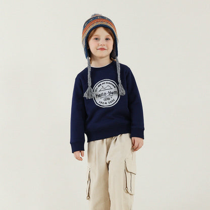 -長袖スウェットシャツ 裏起毛 プリント クルーネック 暖か【mh0011342】 - mamahalo shop - 長袖Tシャツ -  べビー服 - 子供服 - 男の子 - 女の子