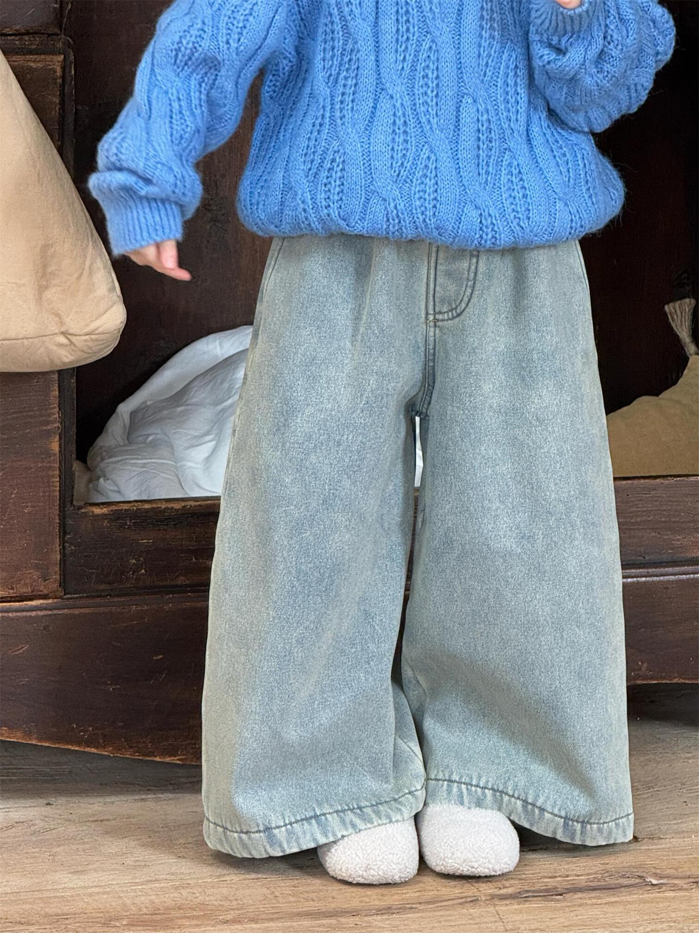 デニムパンツ ルーズワイド 裏フリース 暖パン ジーンズ【mh0011767】