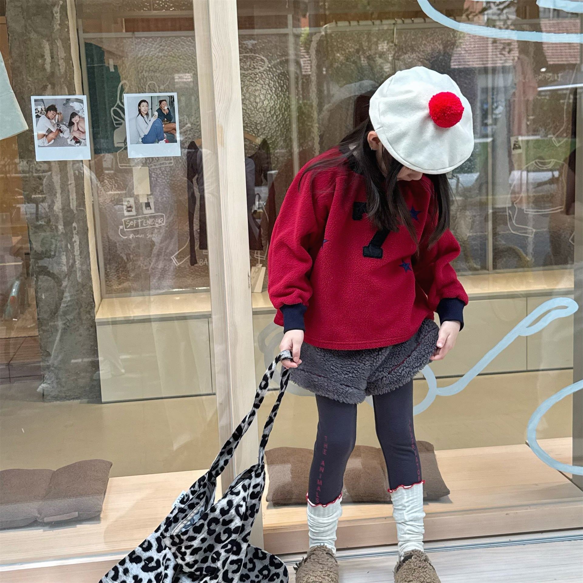 -ボアショートパンツカラーステッチもこもこあったかボトムス【mh0010910】 - mamahalo shop - ハーフパンツ・ショートパンツ -  べビー服 - 子供服 - 男の子 - 女の子