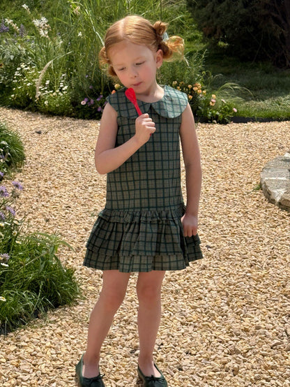Plaid Sleeveless Doll Collar Dress チェック ノースリーブワンピース【mh0013245】