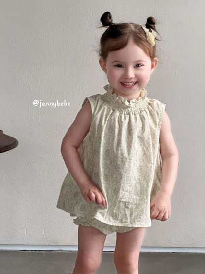 Floral Ruffle Sleeveless Shorts Set ガールズ 花柄 フリル ノースリーブ セットアップ【mh0012526】