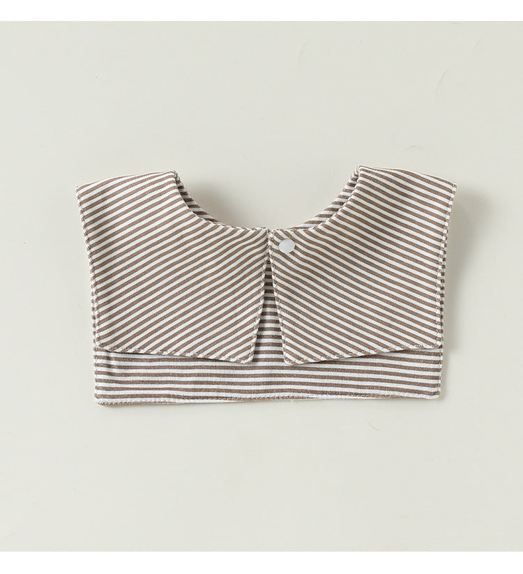 Embroidered Sailor Collar Striped Bib ボーダー セーラースタイ つけ襟【mh0013504】