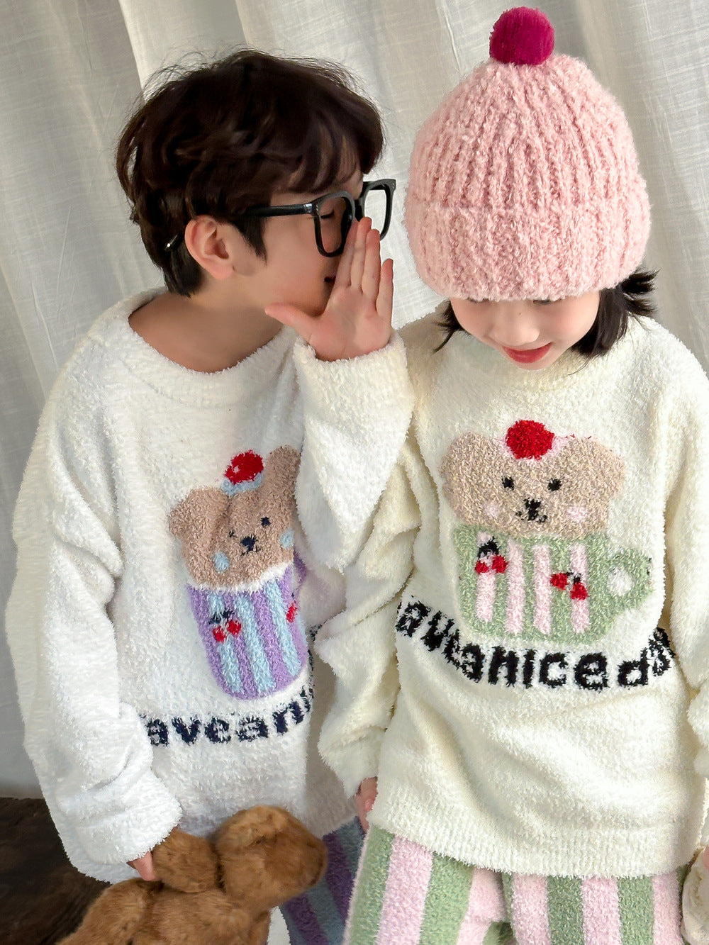 長袖パジャマセット もこもこ ベアくま ルームウェア【mh0011651】