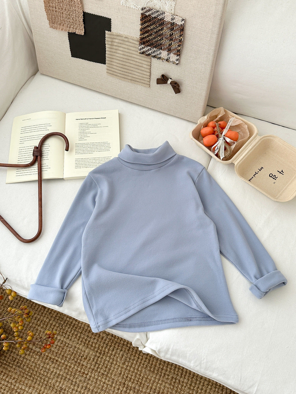 長袖Tシャツ キッズ ハイネック 無地 ベーシック くすみカラー トップス【mh0011664】