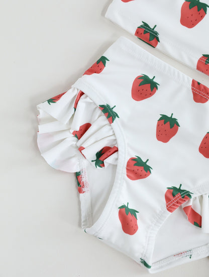 -キッズ水着 ガールズ ビキニ キャミソールトップス+フリルパンツ フルーツ/フラワープリント 3カラー スイムウェア【mh0005984】 - mamahalo shop - ベビー用水着 -  べビー服 - 子供服 - 男の子 - 女の子