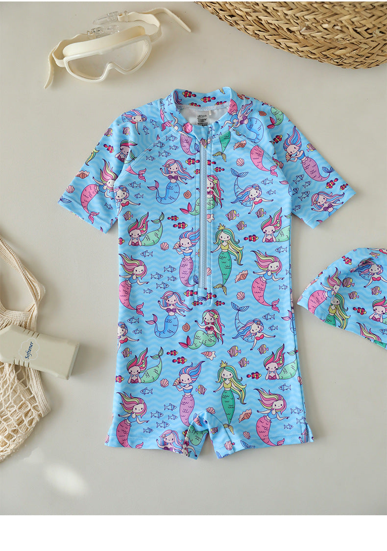 UPF50+ Printed Short Sleeve One-piece Swimsuit [mh0012587]