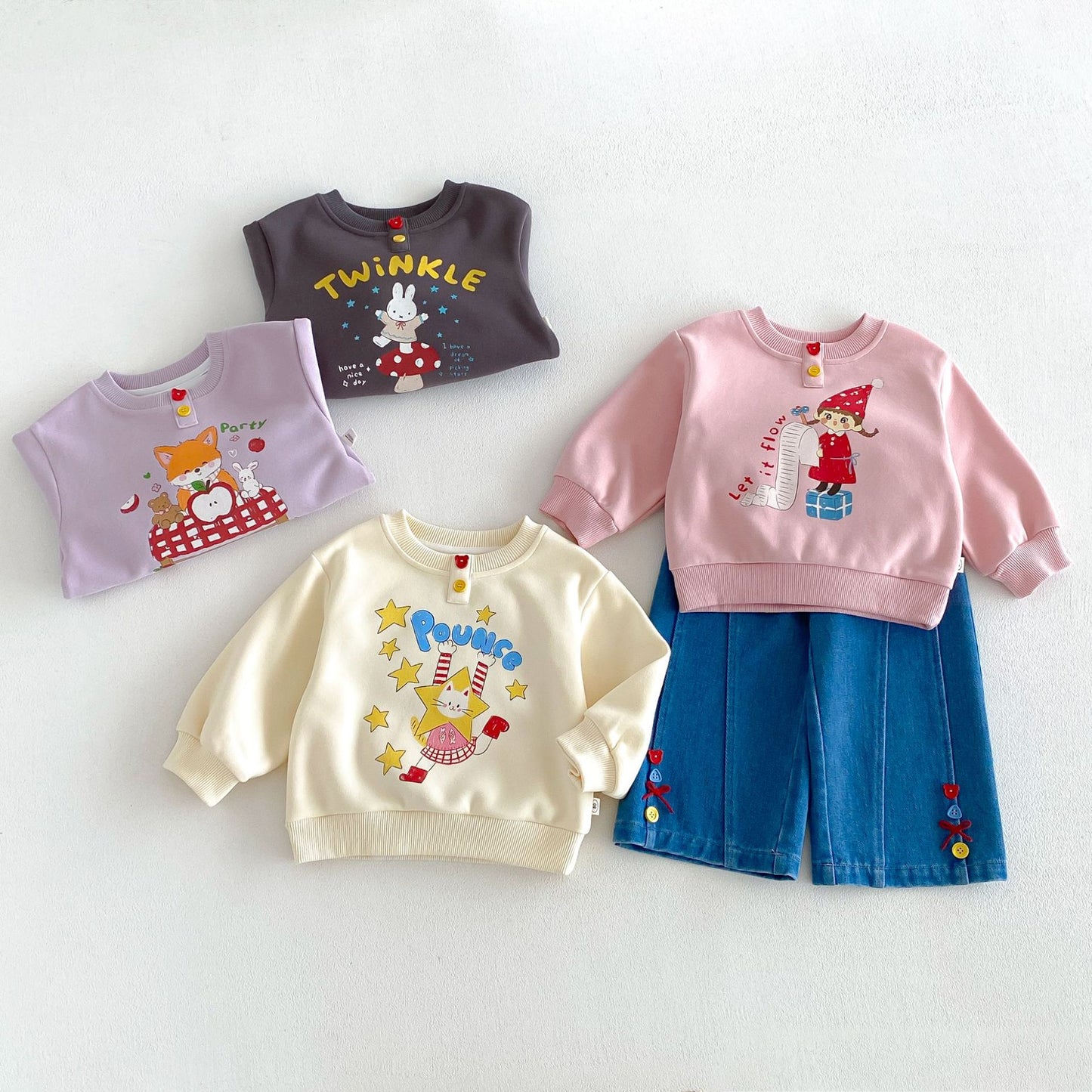 Sudadera de manga larga con estampado de personajes infantiles 【mh0014030】