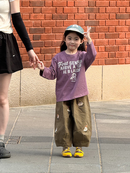 -ペンギン柄プリントTシャツ ロゴ入り長袖トップス【mh0011055】 - mamahalo shop - 長袖Tシャツ -  べビー服 - 子供服 - 男の子 - 女の子