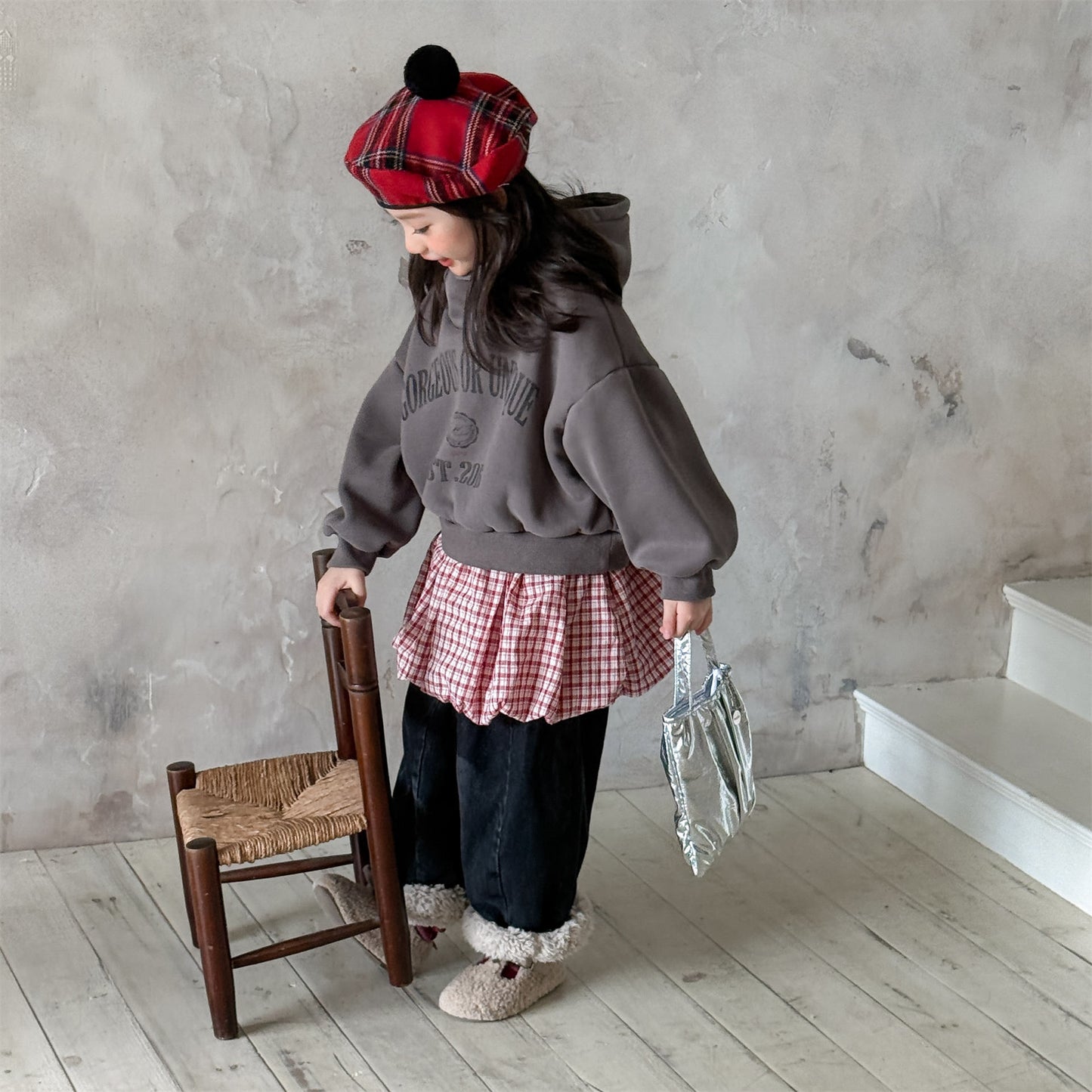 フーディスウェットトレーナー フード付き ロゴプリント パッチワーク【mh0011909】