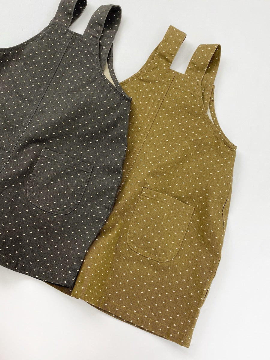 Heart Printed Overalls サロペット ハーフパンツ【mh0013474】