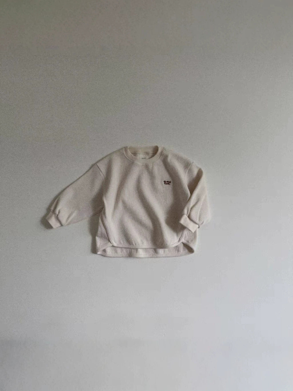 Sudadera de manga larga con logotipo para bebé y niño, tejido waffle【mh0014629】