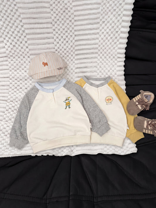 Sudadera holgada de manga larga con bloques de color para bebés y niños【mh0014003】