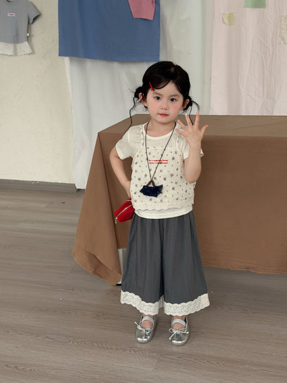 Floral Layered Camisole Set フラワープリント 半袖Tシャツ【mh0013113】