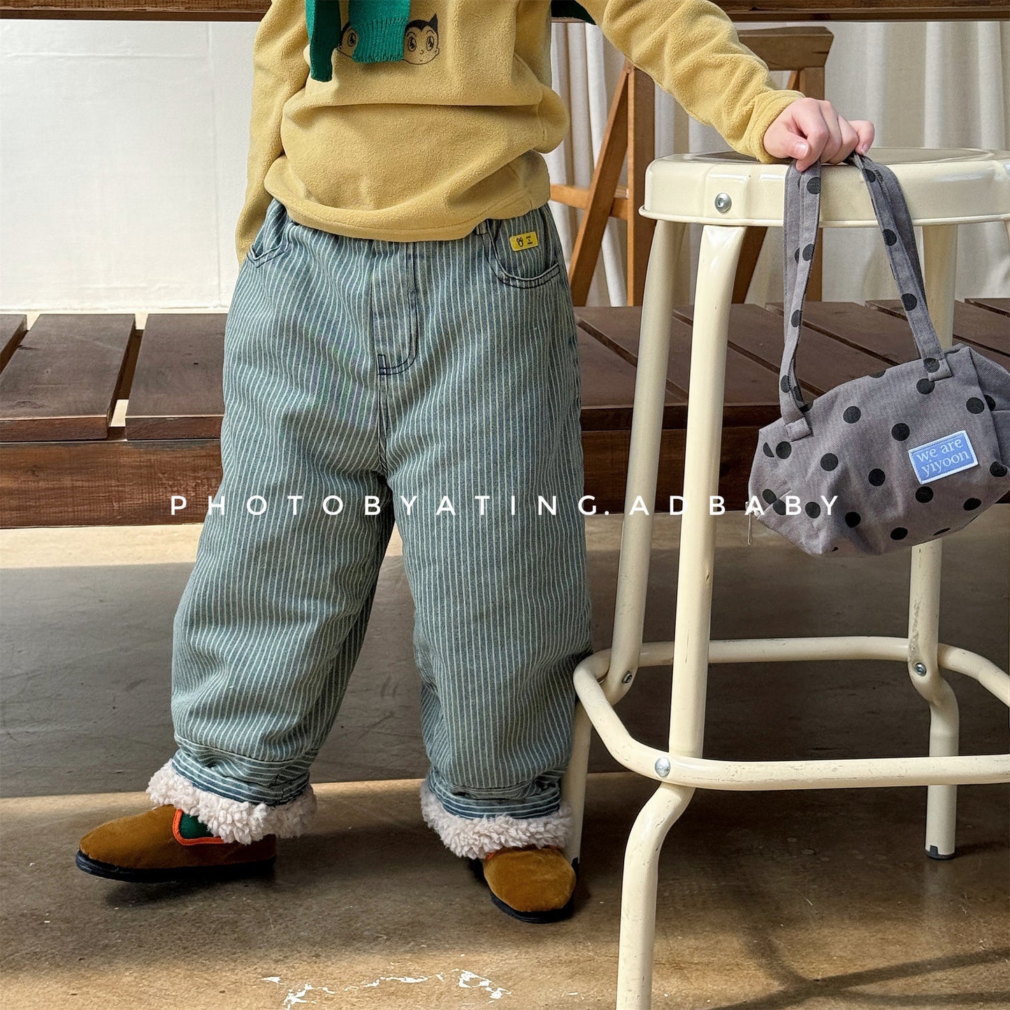 裏ボアデニムパンツ ストライプ 暖パン ジーンズ【mh0011914】