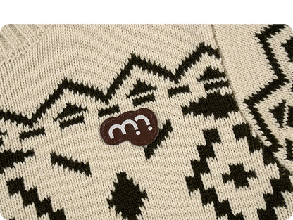 -長袖ニットセーター フェアアイル柄 北欧風 クルーネック プルオーバー【mh0011307】 - mamahalo shop - ニット・セーター -  べビー服 - 子供服 - 男の子 - 女の子