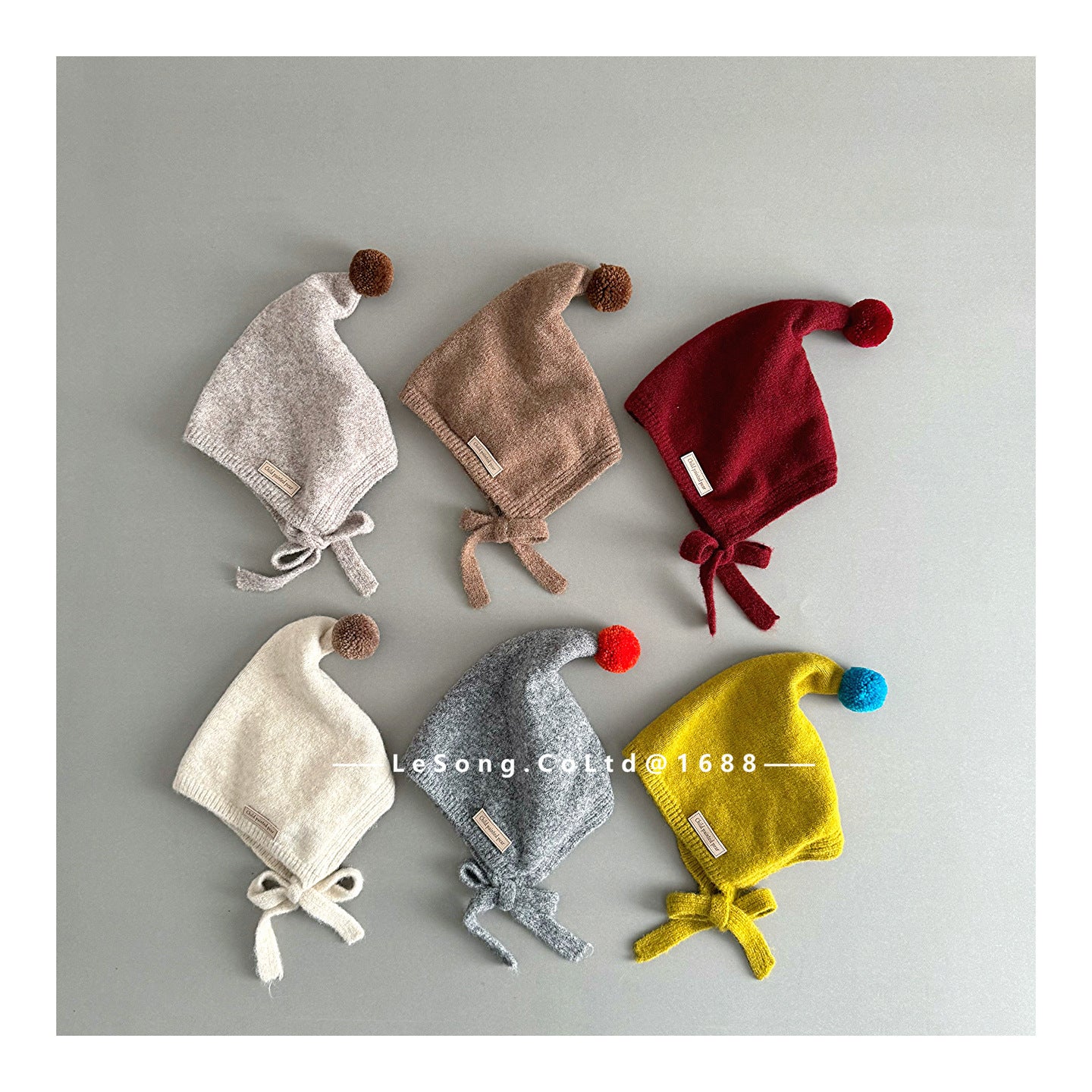 ベビー帽子 ぽんぽん付き 小人キャップ ピクシーハット【mh0011812】