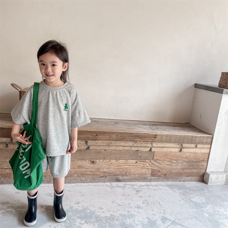 Kids Dinosaur One-Point Short-Sleeve T-Shirt & Shorts Set [mh0000881]