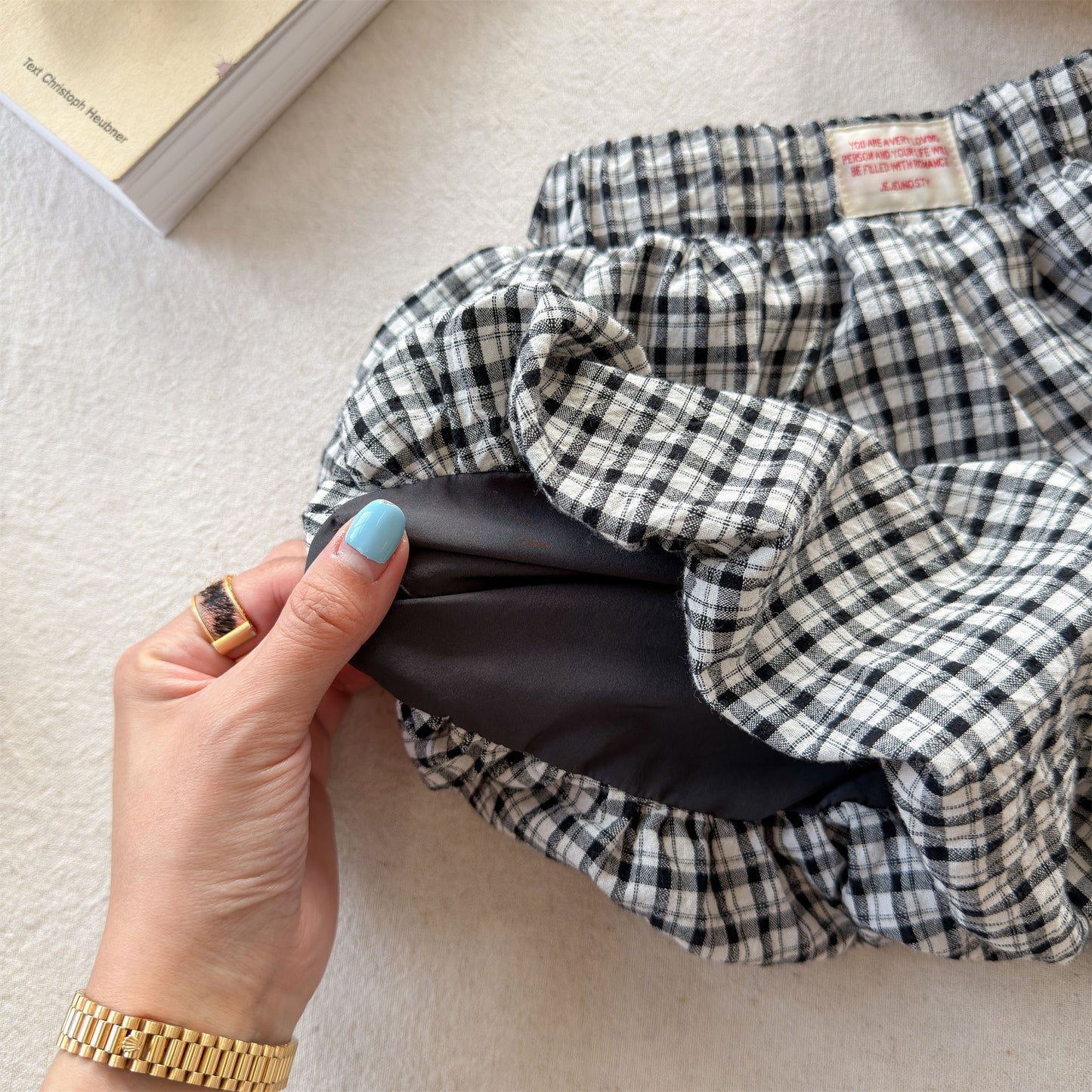 Plaid High Waist Bubble Shorts チェック バルーンショートパンツ【mh0013459】