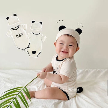 Panda Costume Short-Sleeve Romper With Hat Set パンダ 半袖ロンパース コスチューム【mh0013355】