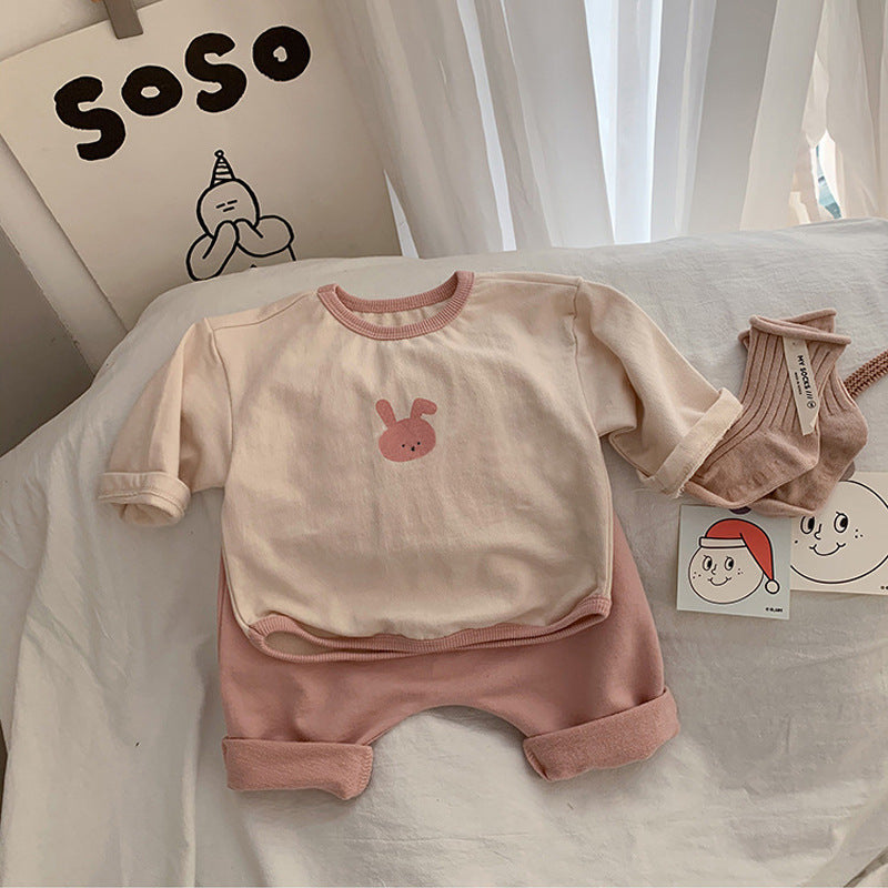 ベビー アニマル プリント リンガー Tシャツ ロングパンツ セット【mh0000632】