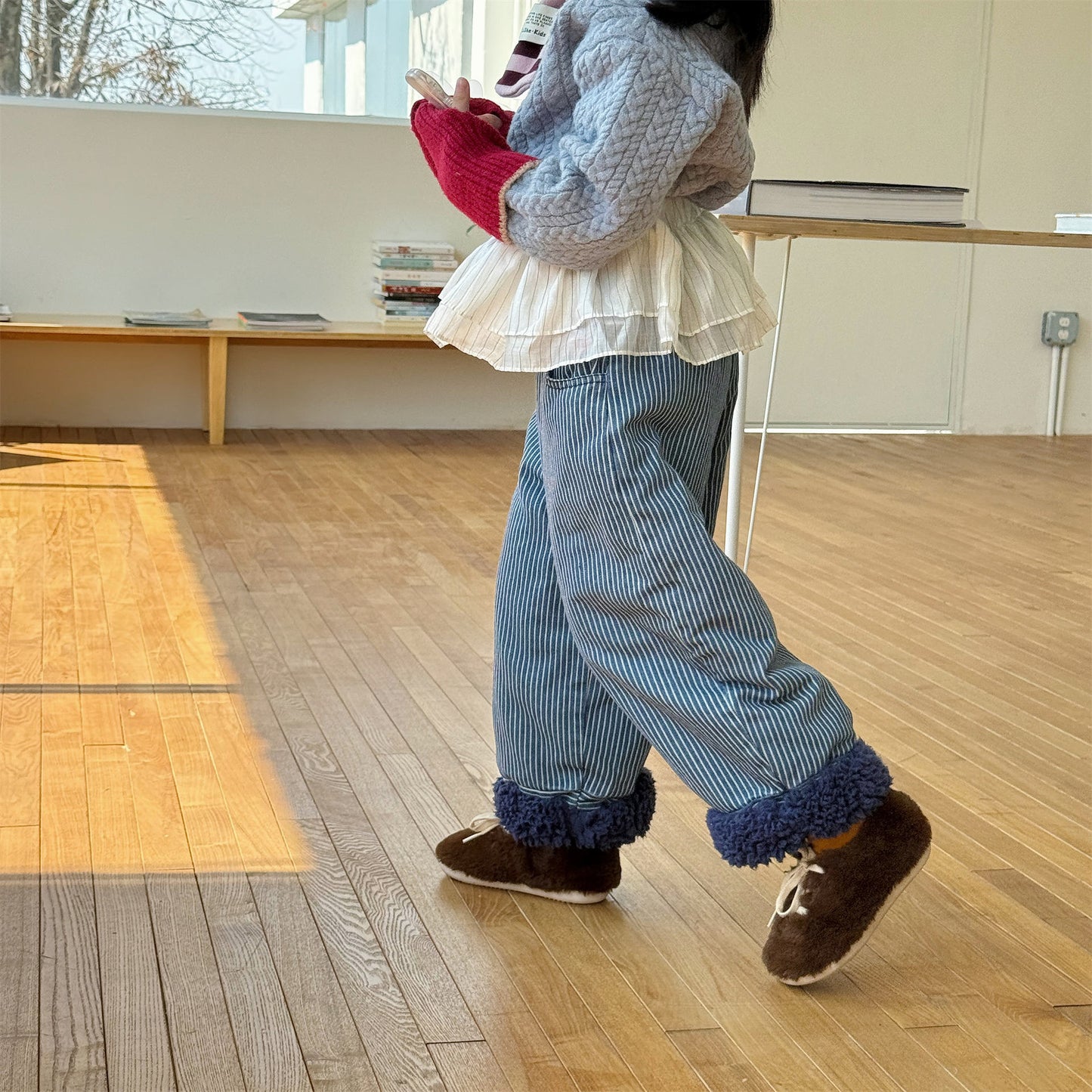 裏ボアデニムパンツ ストライプ 暖パン ジーンズ【mh0011914】