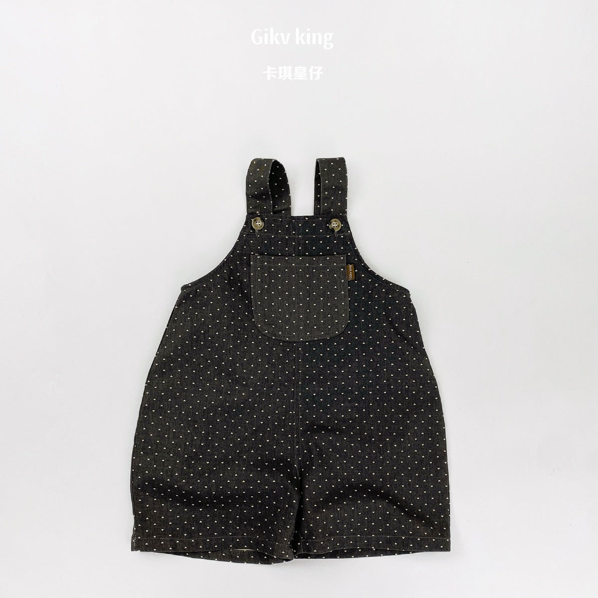 Heart Printed Overalls サロペット ハーフパンツ【mh0013474】