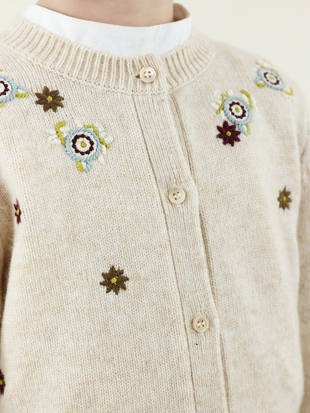 -長袖カーディガン ウール混紡 刺繍デザイン クルーネック【mh0011343】 - mamahalo shop - カーディガン・パーカー -  べビー服 - 子供服 - 男の子 - 女の子