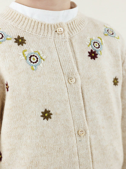 -長袖カーディガン ウール混紡 刺繍デザイン クルーネック【mh0011343】 - mamahalo shop - カーディガン・パーカー -  べビー服 - 子供服 - 男の子 - 女の子