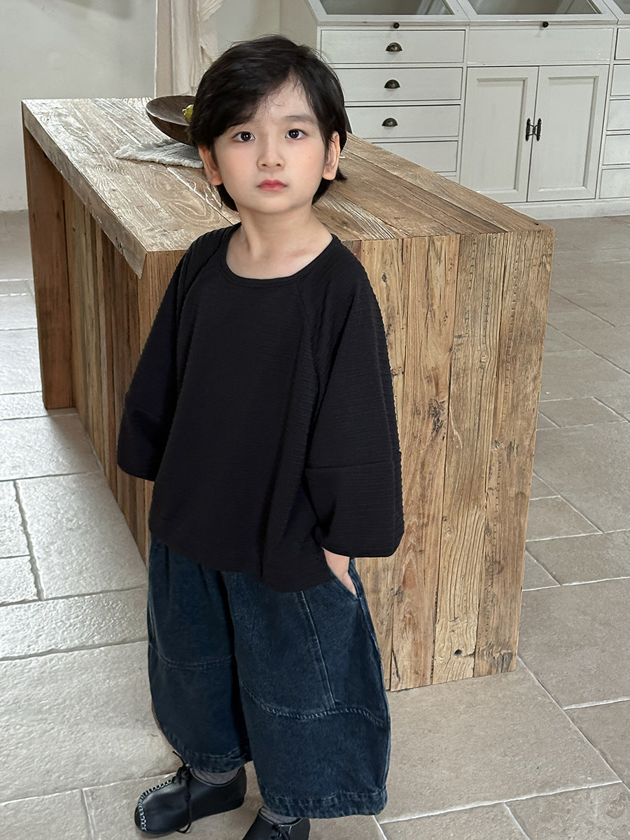 Kids' Striped Raglan Long-Sleeve T-Shirt   【mh0014785】
