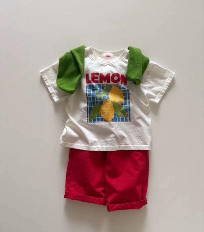 Loose Fruit Lemon Print Shoulder T-shirt [mh0013286]
