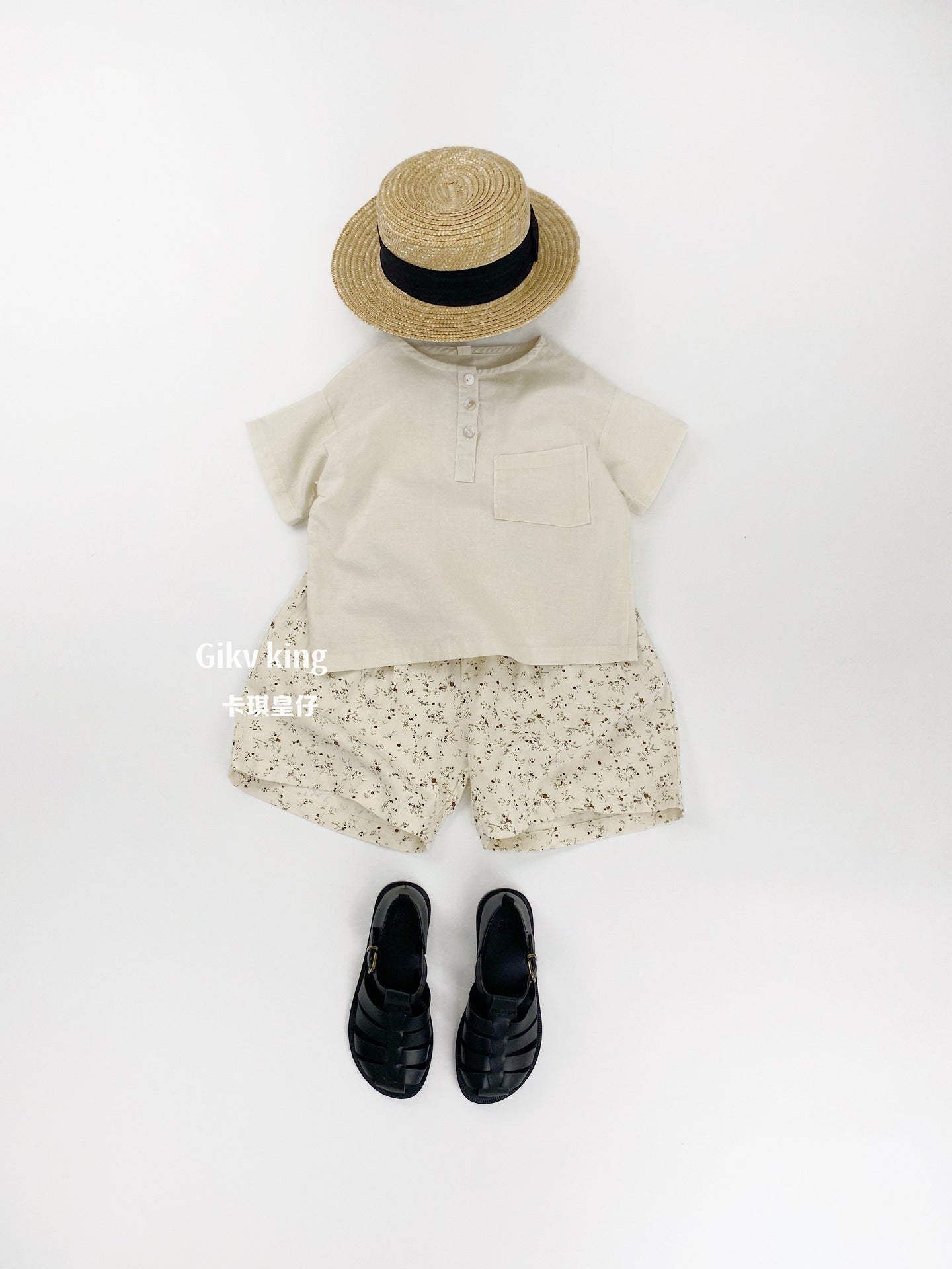 Floral Print Cotton Elastic Waist Shorts 小花柄プリント ハーフパンツ【mh0013480】