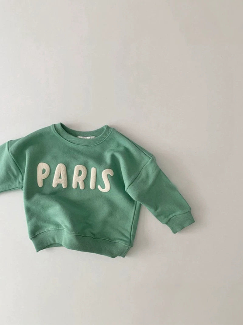 Sudadera de manga larga con estampado de logotipo para bebés y niños 【mh0014636】