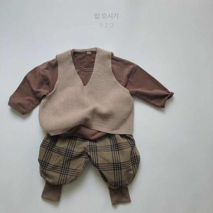 Chaleco de punto con cuello de pico para niños【mh0013925】