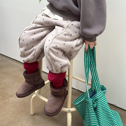 裏ボアスウェットパンツ 星スタープリント 暖パン ジャージ【mh0011907】