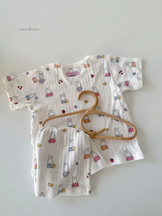 Cartoon Full-Print Short-sleeved Loungewear メッシュジャガード 半袖ルームウェアセット【mh0013307】