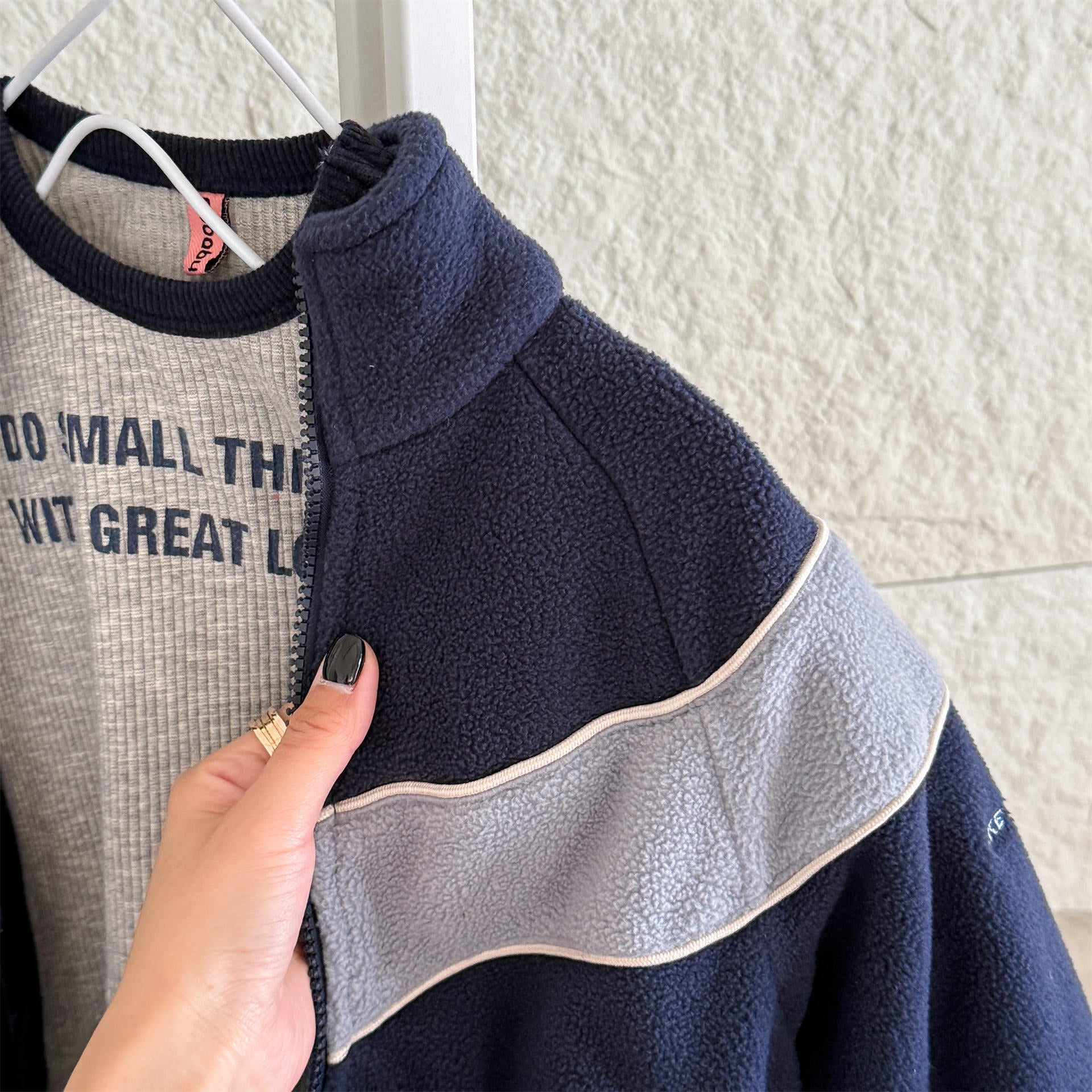 -バイカラージップアップフリースジャケットブルゾン裏起毛防寒アウター【mh0010912】 - mamahalo shop - ショートコート・ジャケット・ジャンパー -  べビー服 - 子供服 - 男の子 - 女の子