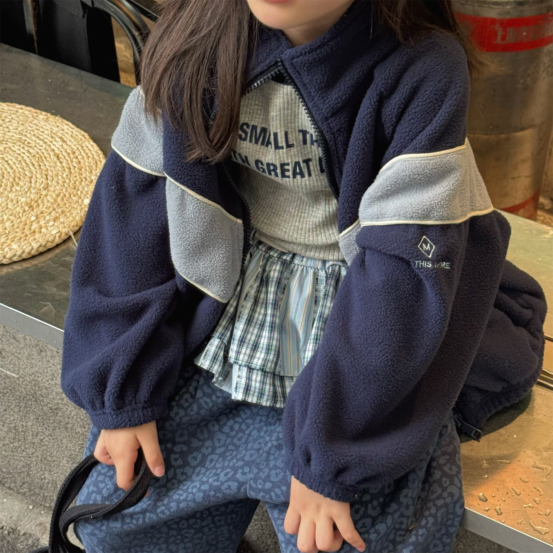 -バイカラージップアップフリースジャケットブルゾン裏起毛防寒アウター【mh0010912】 - mamahalo shop - ショートコート・ジャケット・ジャンパー -  べビー服 - 子供服 - 男の子 - 女の子