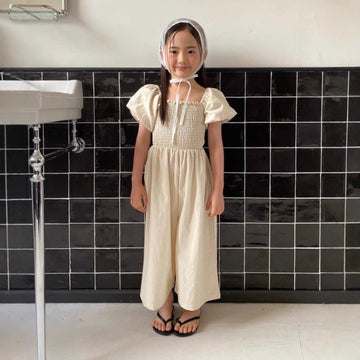 Kids' Puff Sleeve Shirred Wide All-in-One [mh0013862]