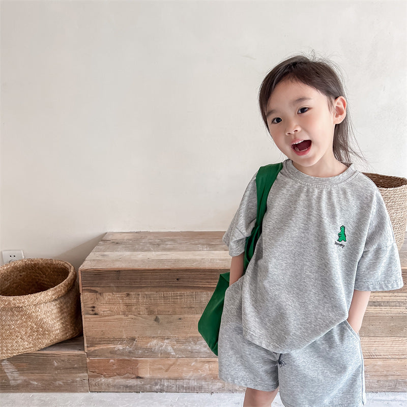 Kids Dinosaur One-Point Short-Sleeve T-Shirt & Shorts Set [mh0000881]