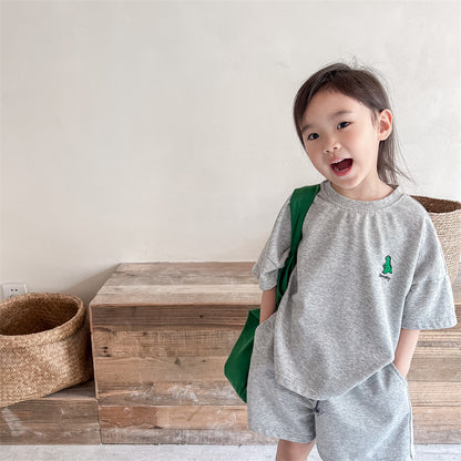 Kids Dinosaur One-Point Short-Sleeve T-Shirt & Shorts Set [mh0000881]