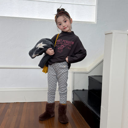 裏起毛リブレギンスパンツ 星スタープリント デイリーパンツ【mh0011908】