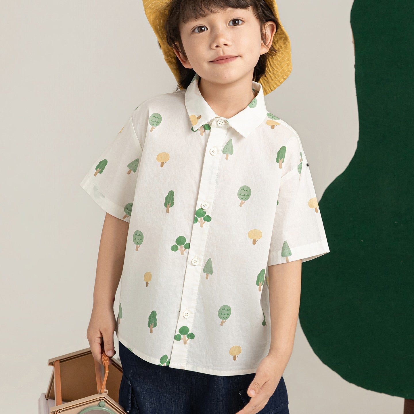 Little Forest Series リーフ柄 半袖シャツ Tシャツ デニム セットアップ【mh0012734】