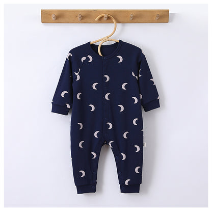 -ムーン/ドッグプリント長袖ロンパース【mh0010752】 - mamahalo shop - 長袖ロンパース -  べビー服 - 子供服 - 男の子 - 女の子