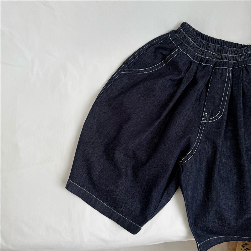 GL-kids Pantalones vaqueros estilo globo ligeros de verano estilo coreano para niños y niñas, jeans informales versátiles de estilo moderno【mh0013640】