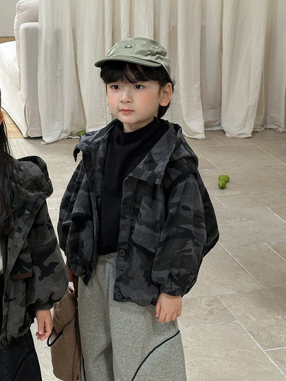 Kids' Camouflage Hooded Blouson Jacket【mh0014779】